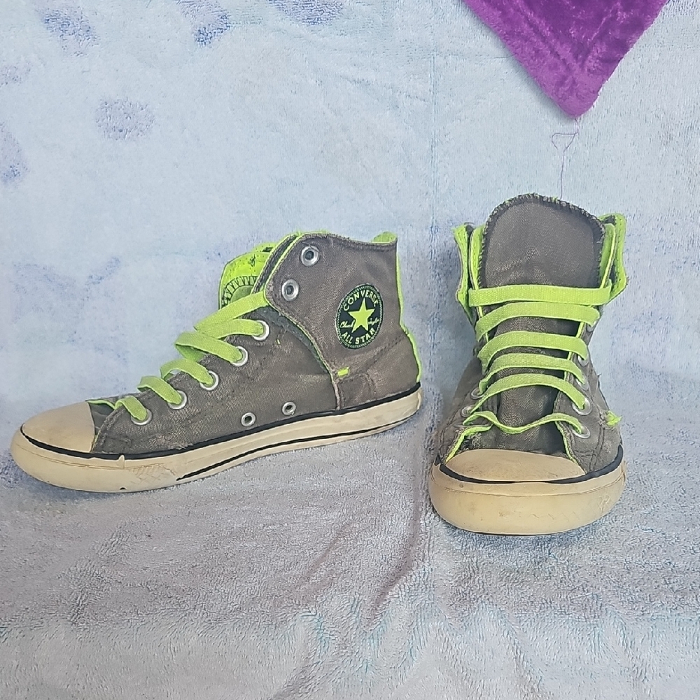Converse Kids High-Tops - Gray and Neon Green